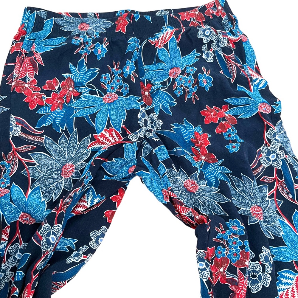 J Jill Sarasa Wide Leg Crop Pant + Ruffle Linen Top Tropical Print Co-or… - Picture 13 of 16